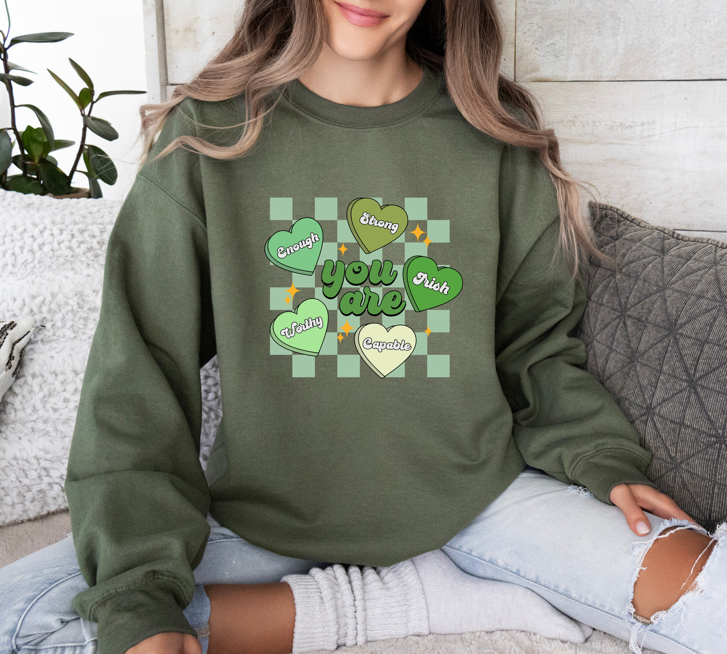 St. Patrick's Day Sweatshirt / Positivity sweatshirt / Affirmations design sweatshirt crewneck