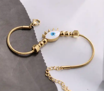 Evil Eye Rope Clasp Bracelet in 18 Karat Gold