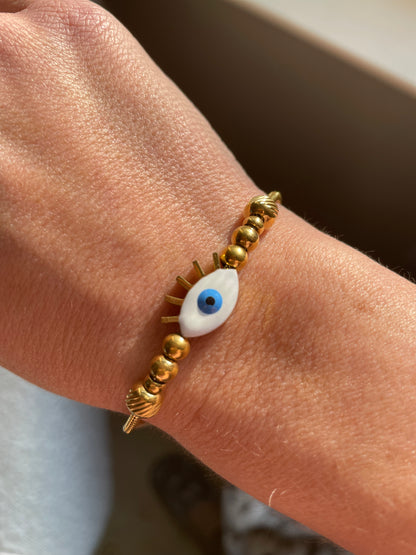 Evil Eye Rope Clasp Bracelet in 18 Karat Gold