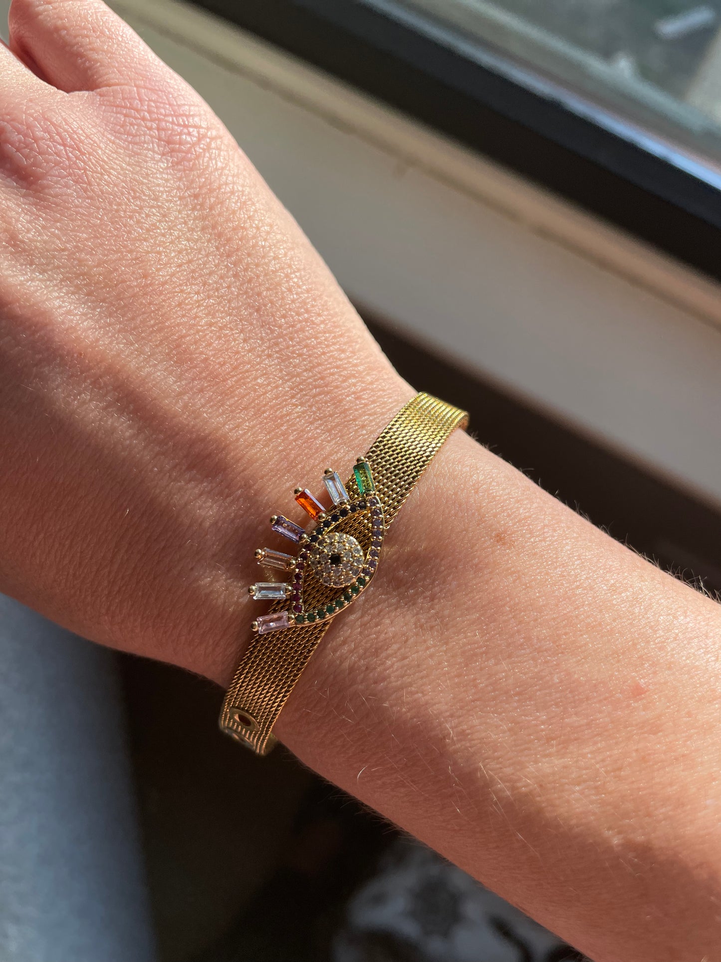 Evil Eye Belt Band bracelet with Multicolor charm