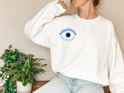 No Bad Vibes Evil Eye sweatshirt / Front and Back design