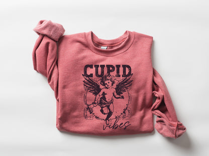 Valentine's Day Sweatshirt / Cupid vibes distressed design / crewneck