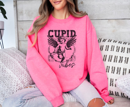 Valentine's Day Sweatshirt / Cupid vibes distressed design / crewneck