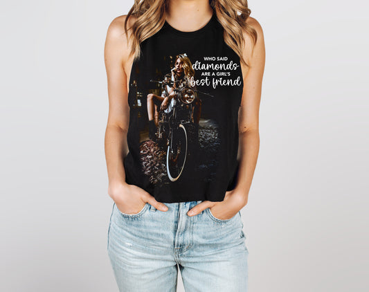 Biker Babe Motorcycle Shirt Diamonds