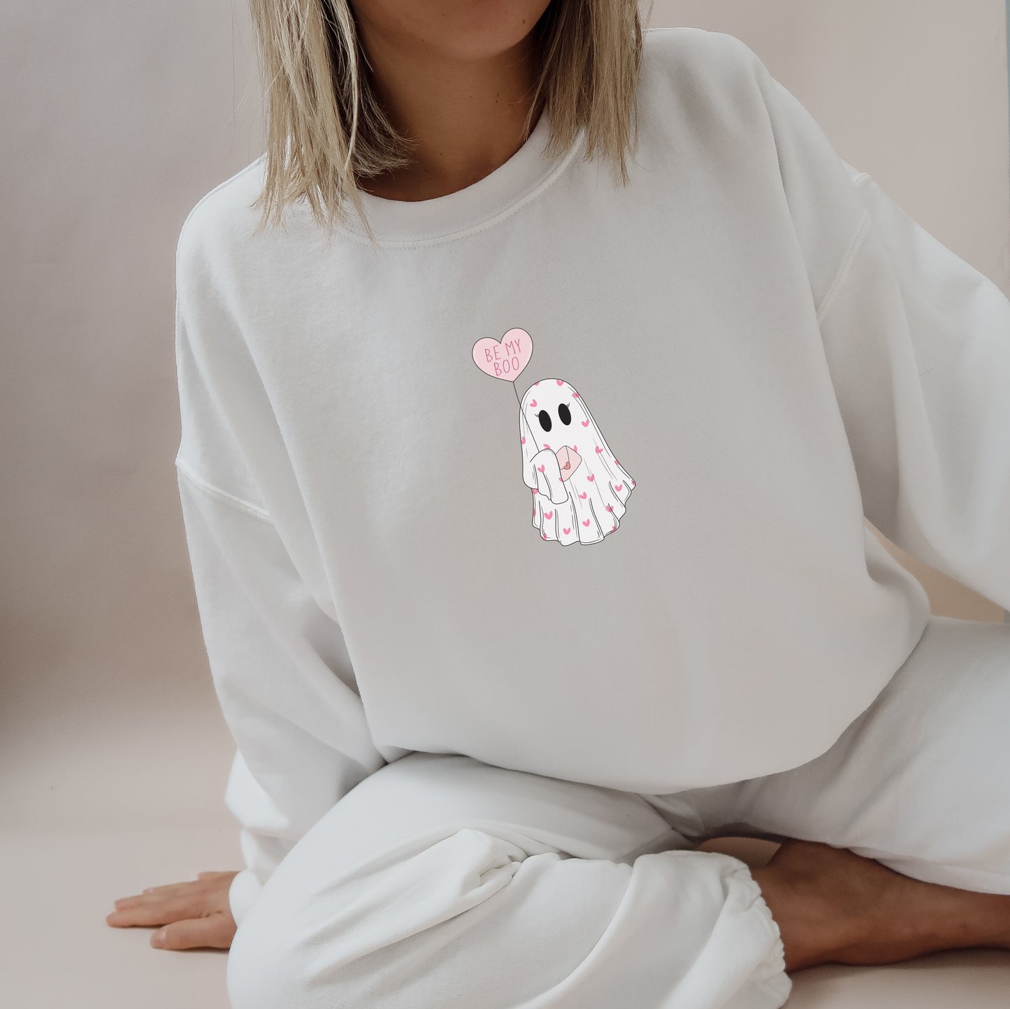 Valentine's Day Sweatshirt /  Be my Boo / Valentines Ghost design sweatshirt crewneck
