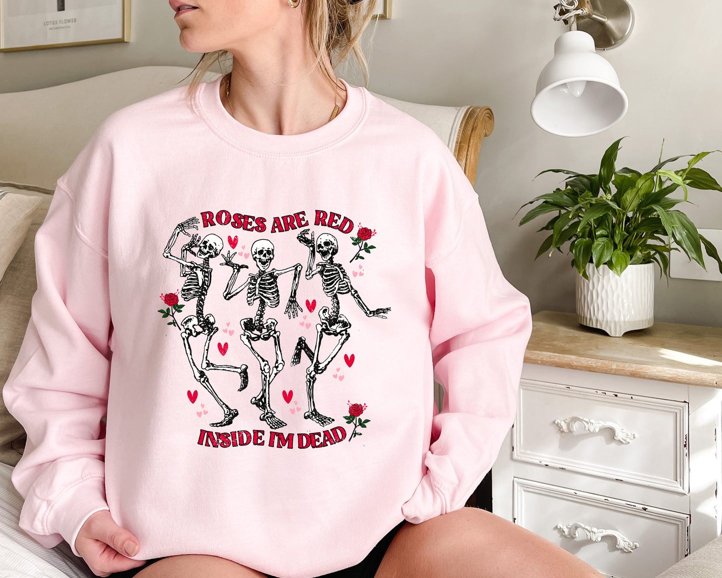 Roses are Red, Inside im Dead - Anti-Valentines Day Crewneck Sweatshirt