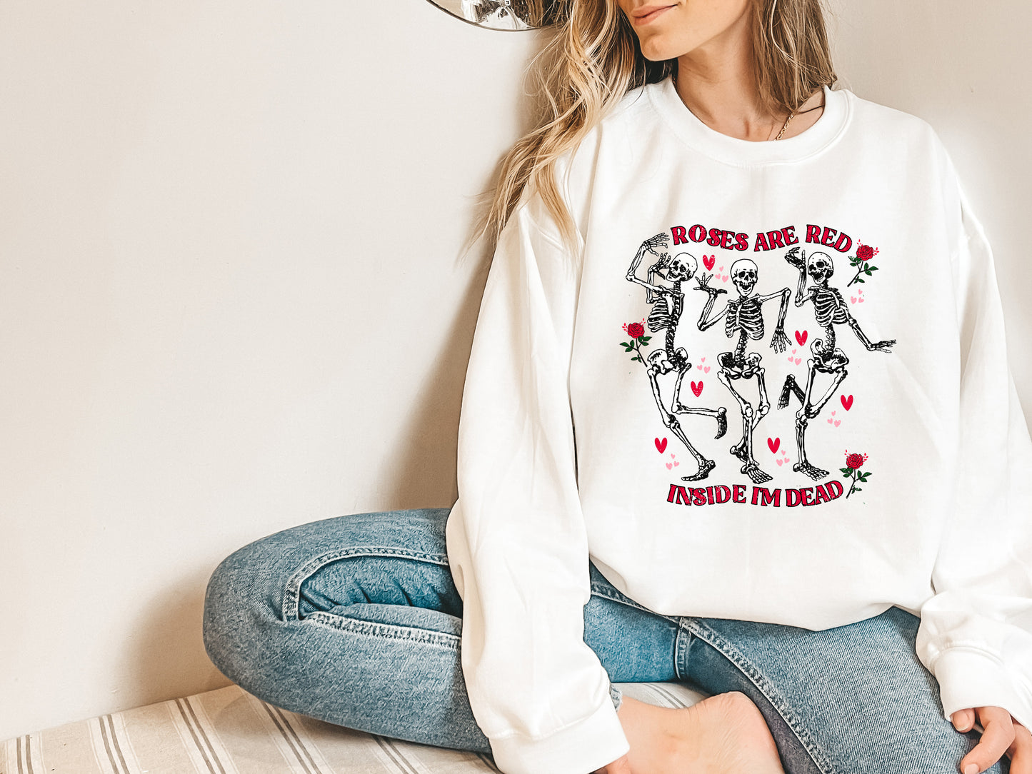 Roses are Red, Inside im Dead - Anti-Valentines Day Crewneck Sweatshirt