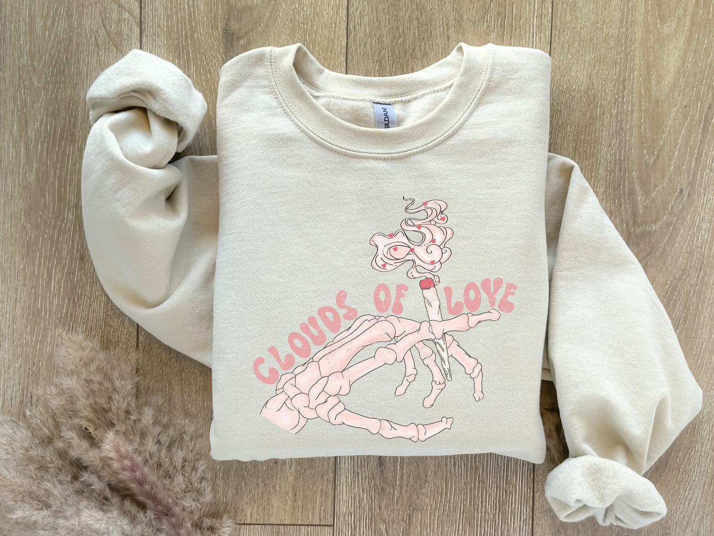 Valentine's Day Sweatshirt / CLOUDS OF LOVE stoner design / crewneck