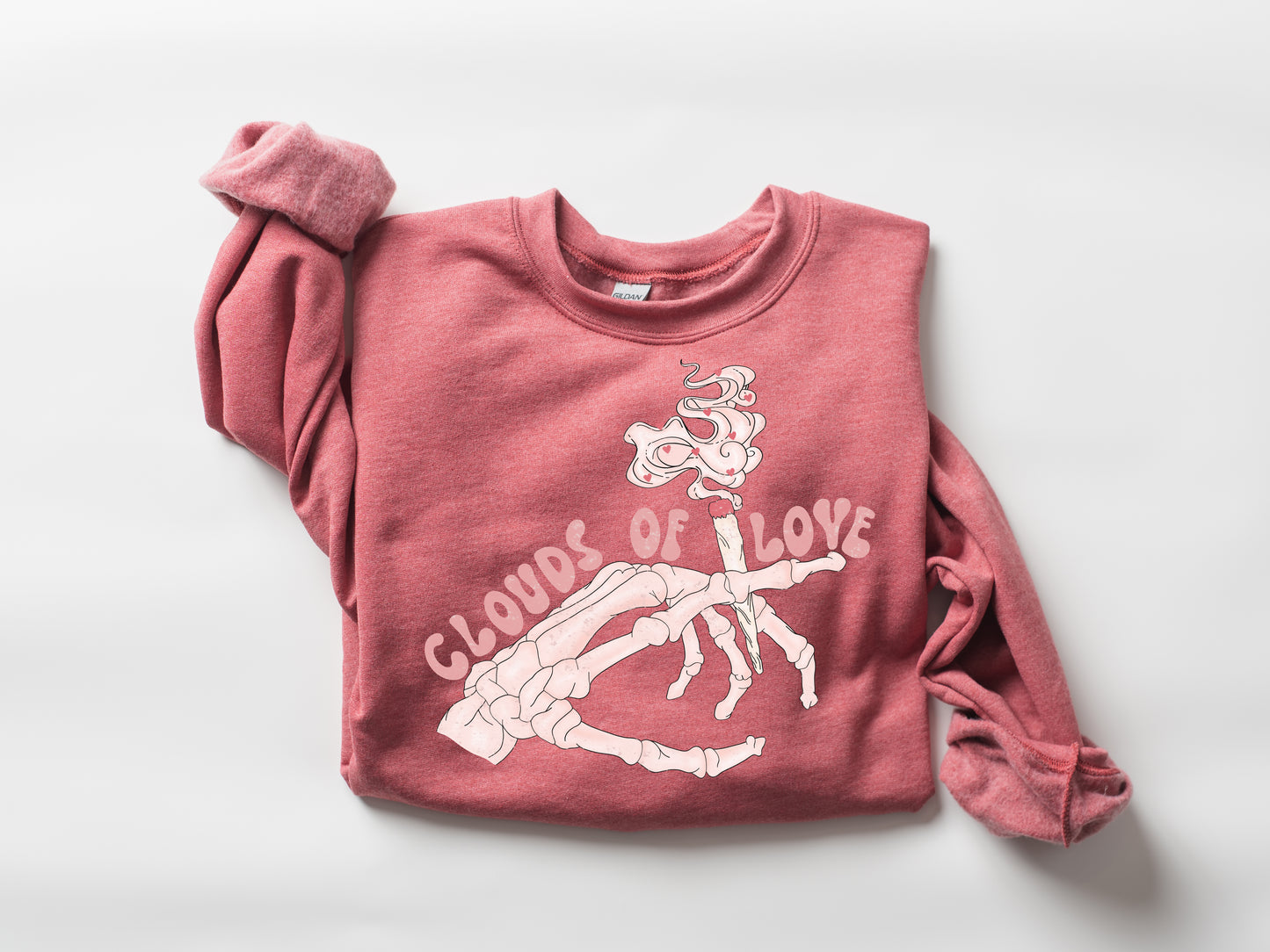 Valentine's Day Sweatshirt / CLOUDS OF LOVE stoner design / crewneck