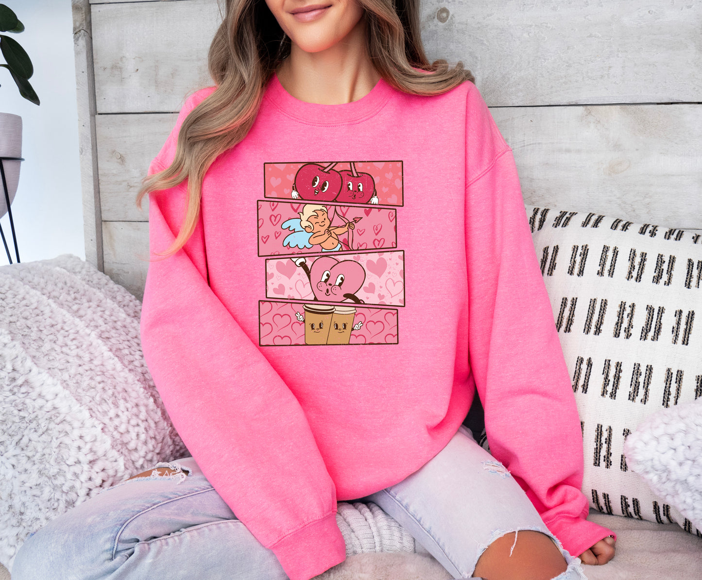 Valentine's Day Sweatshirt /  Valentines Day Collage design sweatshirt crewneck