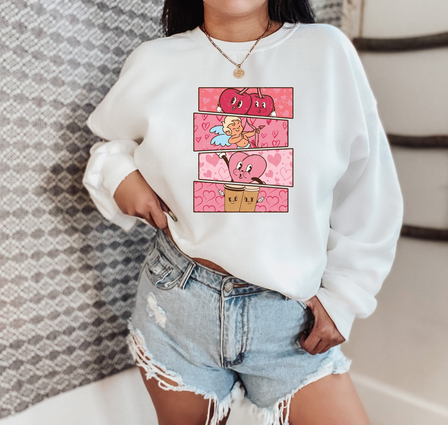 Valentine's Day Sweatshirt /  Valentines Day Collage design sweatshirt crewneck