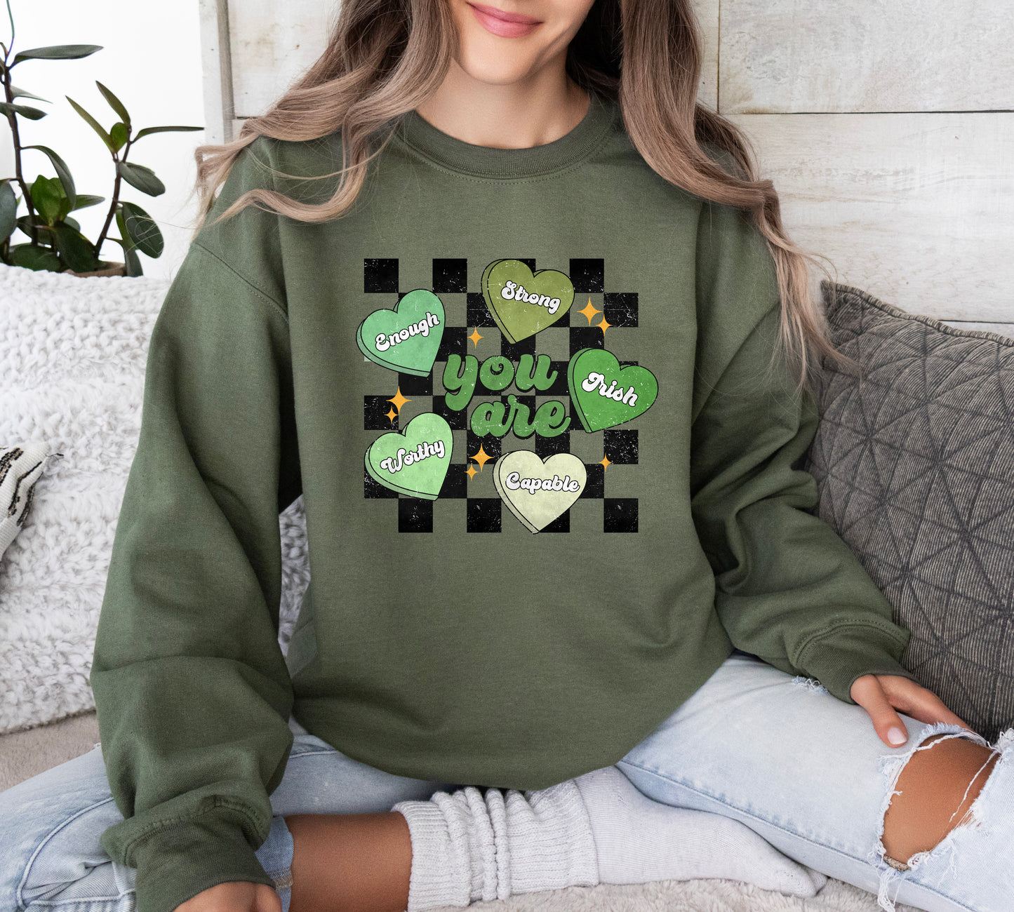 St. Patrick's Day Sweatshirt /  Positivity sweatshirt / Affirmations design sweatshirt crewneck